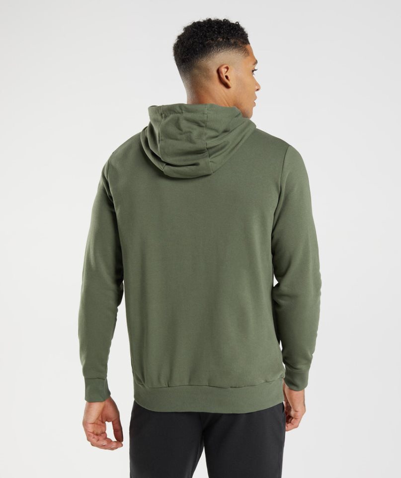 Men's Gymshark Block Hoodie Olive | NZ 4HUVSY